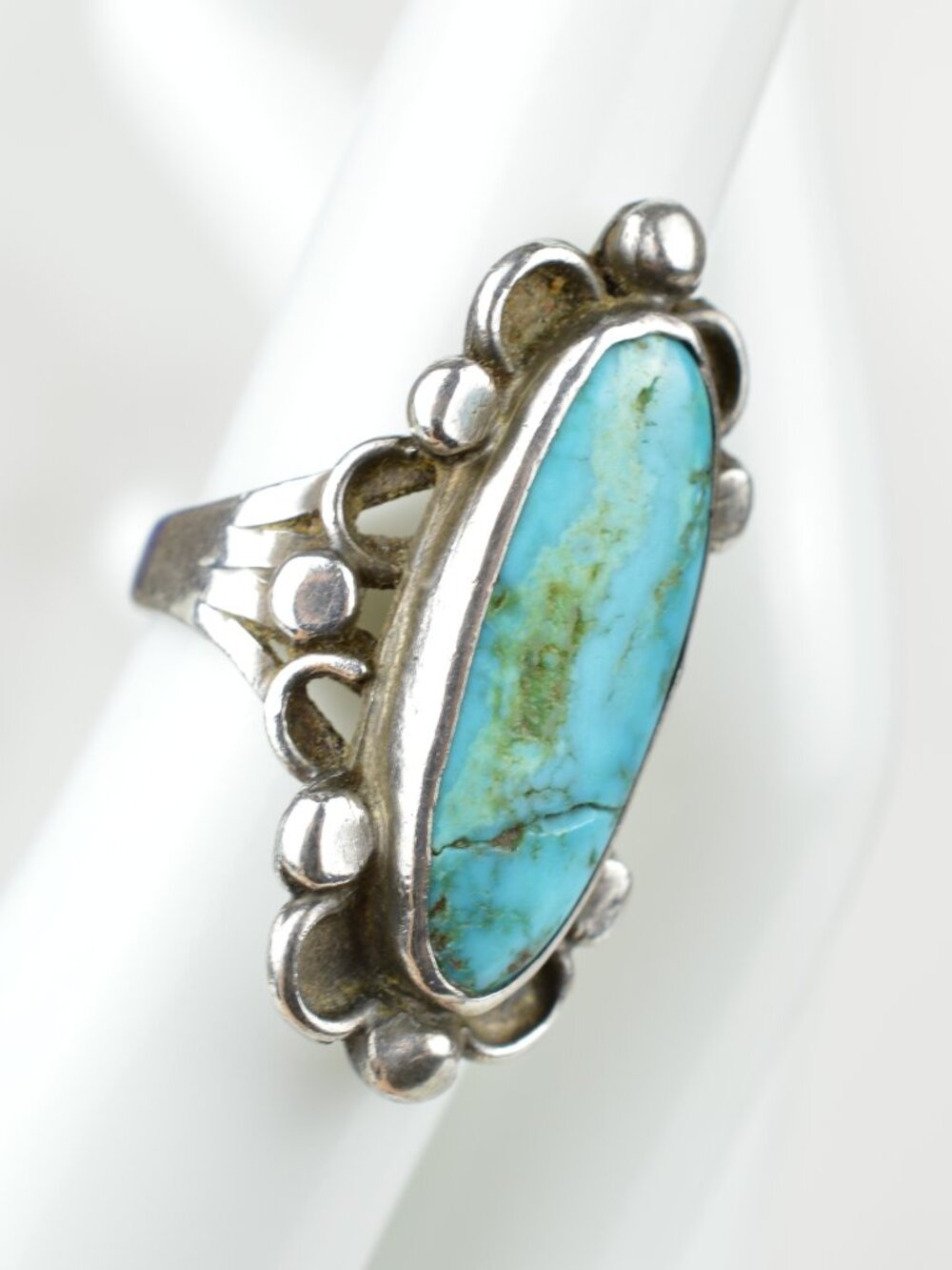 VTG Navajo Sterling Silver Turquoise Statement Ring Size 5.25 - Picture 4 of 11